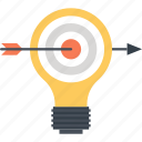 bulb, goal, idea, light, marketing, success, target