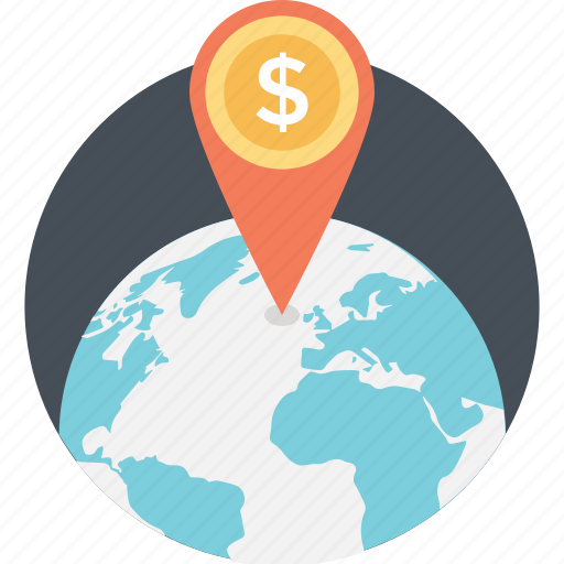Bank location, globe, location, pointer icon - Download on Iconfinder