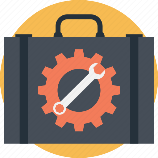 Briefcase, cogwheel, portfolio, spanner, technical support icon - Download on Iconfinder