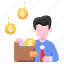 bukeicon, character, coin, dollar, finance, income, wallet 