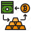 excharge, money, financial, gold, bitcoin 