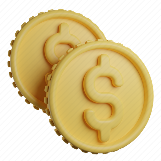 Coins, cash, money, currency, finance, dollar, financial 3D illustration - Download on Iconfinder