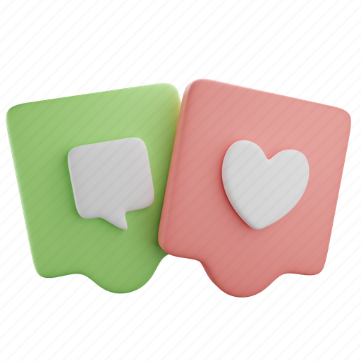 Social, social media, internet, like, love, comment, bubble 3D illustration - Download on Iconfinder