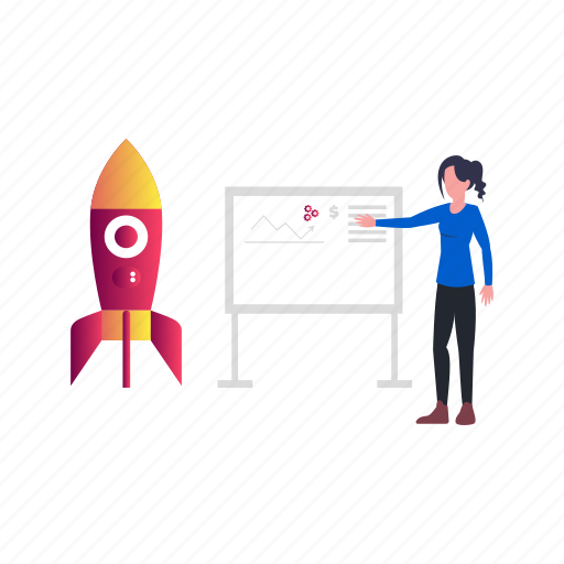 Business, board, rocket, girl, working icon - Download on Iconfinder