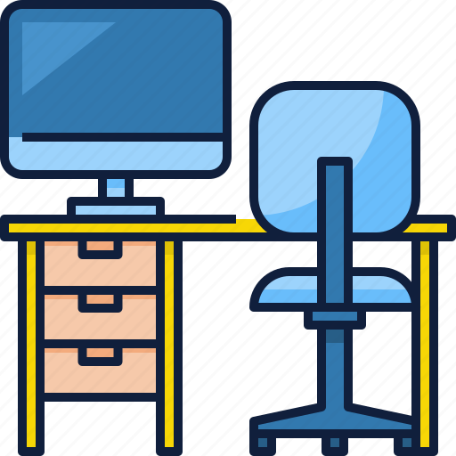 Office, business, computer, desk, work, technology, chair icon - Download on Iconfinder