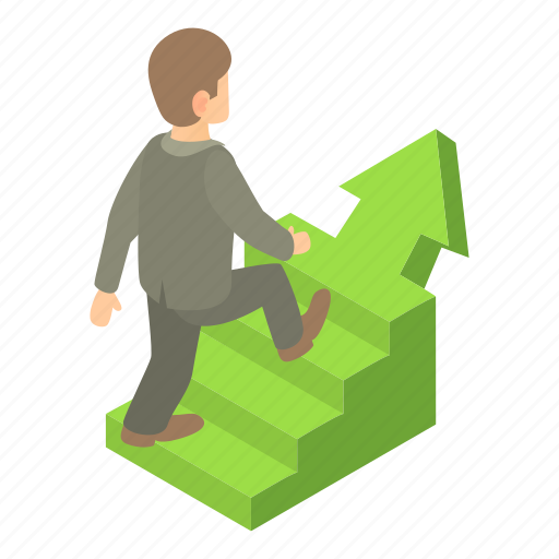 Businessman, career, cartoon, male, progress, staircase, success icon - Download on Iconfinder