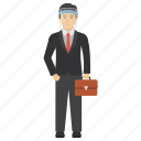 briefcase, businessman, client, employee, worker, face shield, face visor