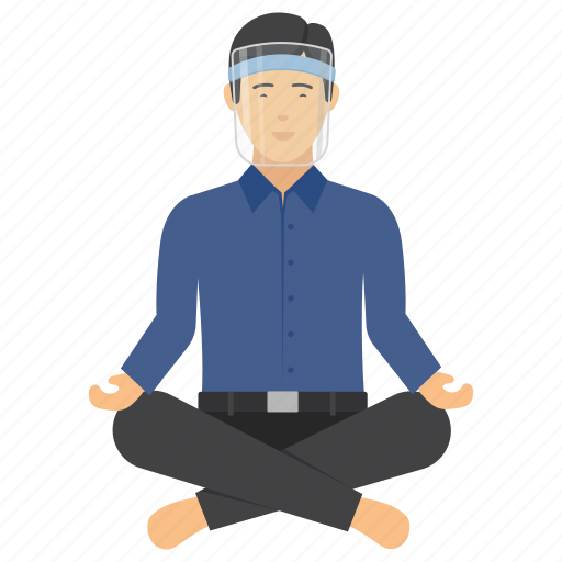 Exercise, free time, man, meditation, yoga, face shield, face visor icon - Download on Iconfinder