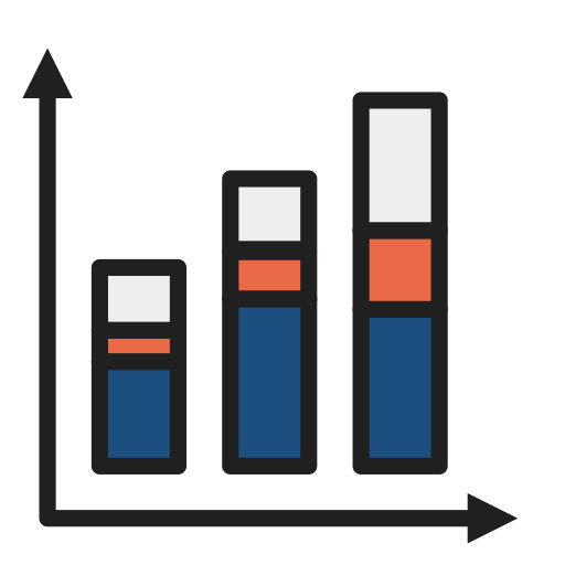 Stacked, bar, chart, sorted, business, analytics, statistics icon - Free download
