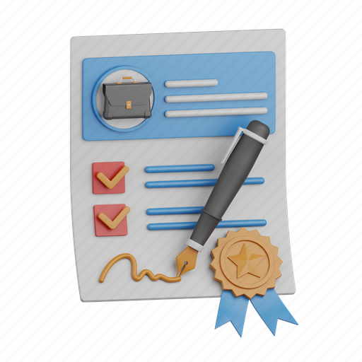 Contract, document, paper, agreement, report, checklist, deal 3D illustration - Download on Iconfinder