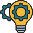 innovation, lightbulb, innovate, ideas, gear