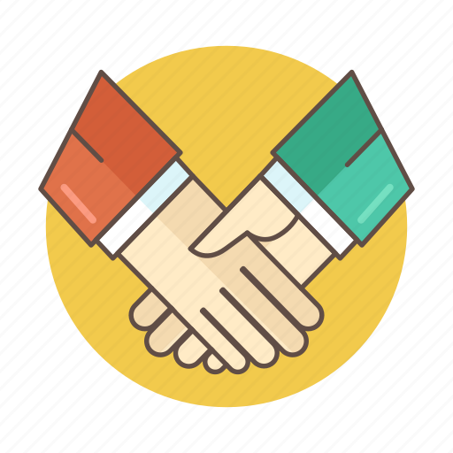 Handshake Icon - Download in Colored Outline Style