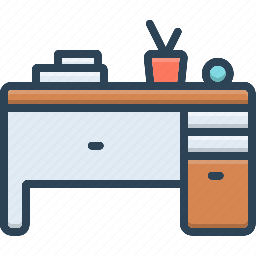Contemporary, desk, desktop, furniture, interior, office, workspace icon - Download on Iconfinder