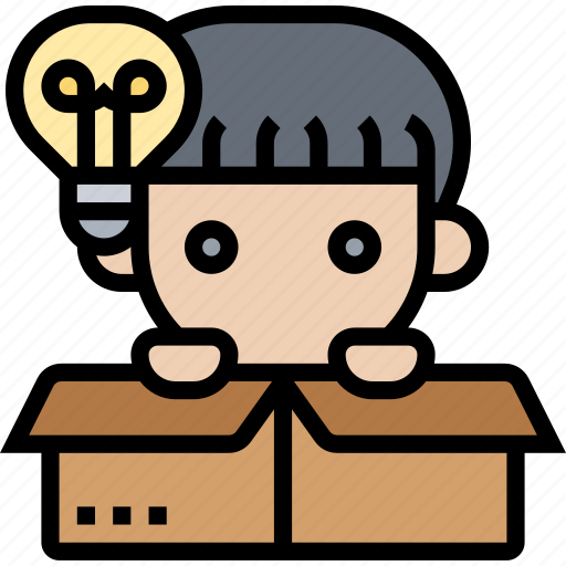 Thinking, outside, box, creative, innovation icon - Download on Iconfinder