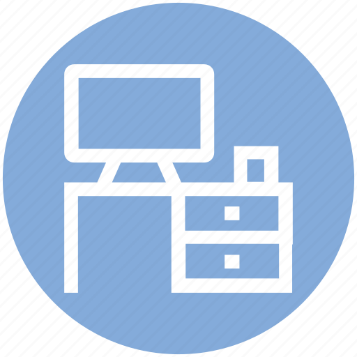 Computer table, desk, furniture, lcd, office, table icon - Download on Iconfinder