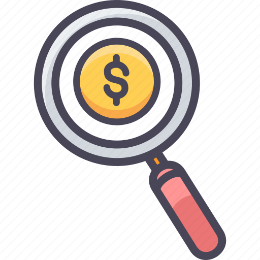 Dollar, magnifier, zoom, cash, find, magnifying, search icon - Download on Iconfinder