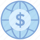 business, business &amp; finance, dollar, globe, international coin, world 