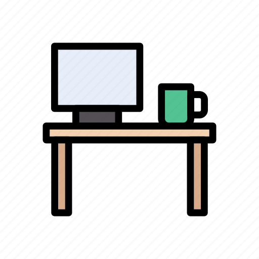 Computer, desk, lcd, screen, table icon - Download on Iconfinder