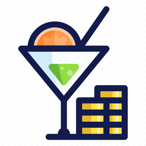 Alcohol, beverage, celebration, cocktail, coins, drink, party icon - Download on Iconfinder