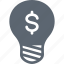 idea, money, bulb, dollar, financial, light 