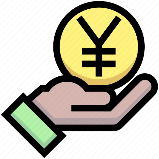 Business, coin, financial, give, hand, money, yen icon - Download on Iconfinder