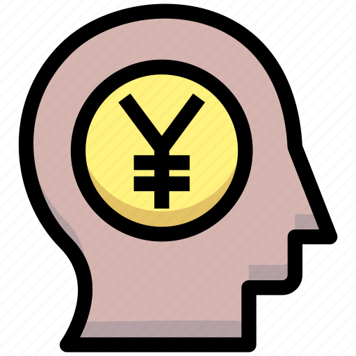 Brain, business, coin, financial, head, money, yen icon - Download on Iconfinder