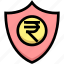 business, financial, insurance, money, protection, rupee, shield 