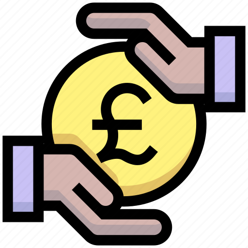 Business, coin, donation, financial, hand, money, pound icon - Download on Iconfinder