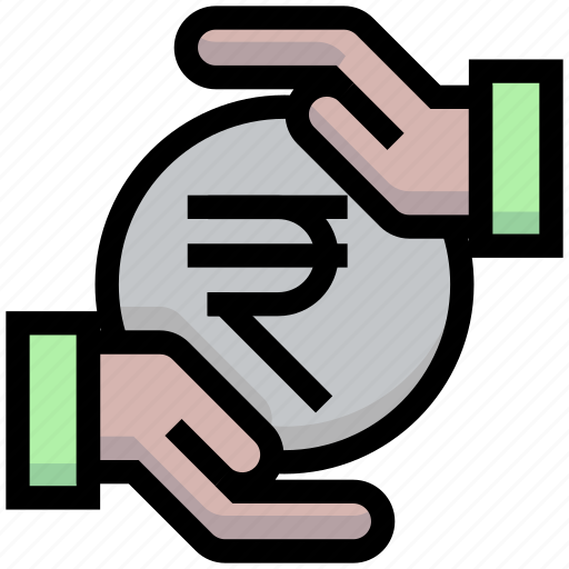 Business, coin, donation, financial, hand, money, rupee icon - Download on Iconfinder