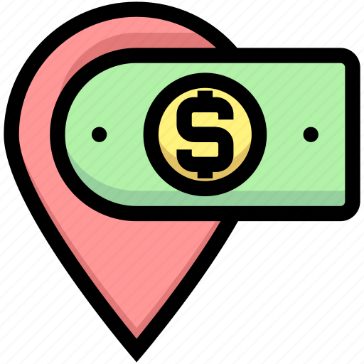 Business, dollar, financial, location, map pin, money, place icon - Download on Iconfinder