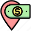 business, dollar, financial, location, map pin, money, place 