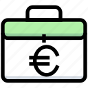 briefcase, business, euro, financial, hand bag, money bag, payment