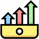 analytics, arrows, business, financial, graph, growth, up