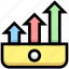 analytics, arrows, business, financial, graph, growth, up 