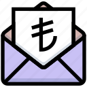 business, email, envelope, financial, letter, lira, money