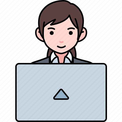 Employee, women, working, laptop, business, company, freelance icon - Download on Iconfinder
