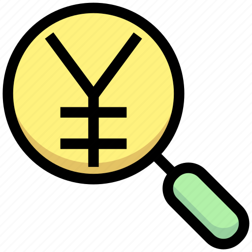 Business, financial, find, magnifier, money, search, yen icon - Download on Iconfinder