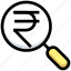 business, financial, find, magnifier, money, rupee, search 