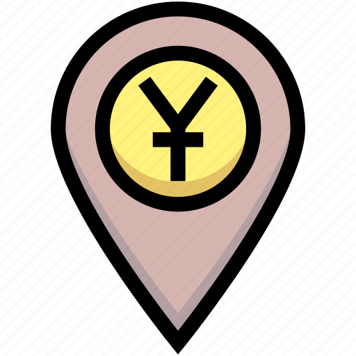 Business, financial, gps, location, map pin, yuan icon - Download on Iconfinder