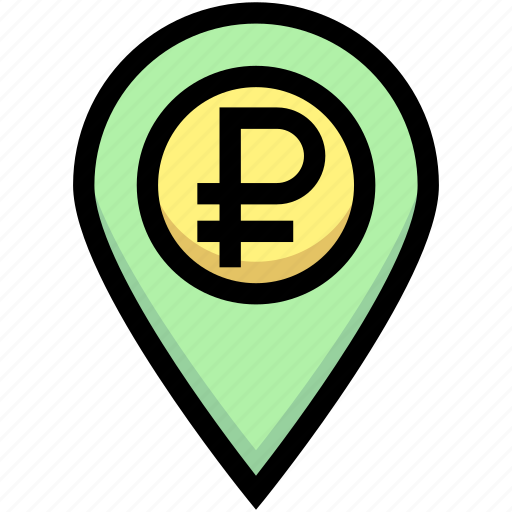 Business, financial, gps, location, map pin, ruble icon - Download on Iconfinder