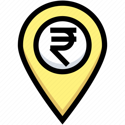 Business, financial, gps, location, map pin, rupee icon - Download on Iconfinder