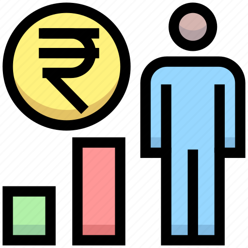 Business, earning, financial, graph, money, rupee, user icon - Download on Iconfinder