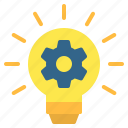 bulb, business, cogwheel, gear, idea, innovation, light bulb 