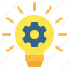 bulb, business, cogwheel, gear, idea, innovation, light bulb 