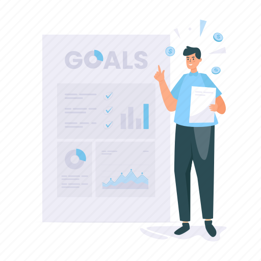 Business, goals, checklist, company, corporate, presentation, analysis illustration - Download on Iconfinder