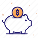 financial, piggy, save, saving