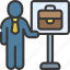 show, business, sign, people, stickman, briefcase 
