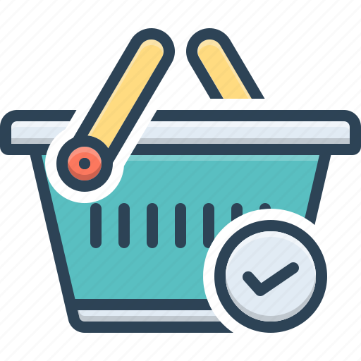 Basket, buying, checked, commerce, grocery, merchandise, purchase icon - Download on Iconfinder
