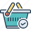 basket, buying, checked, commerce, grocery, merchandise, purchase 