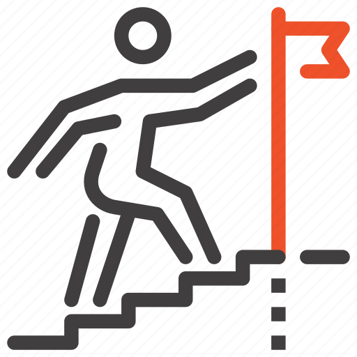 Career, flag, goal, ladder, person, stairs, success icon - Download on Iconfinder